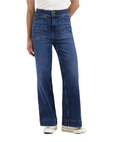 Kuyichi Farrah Worker Flared-Jeans Faded-Blue Biobaumwolle