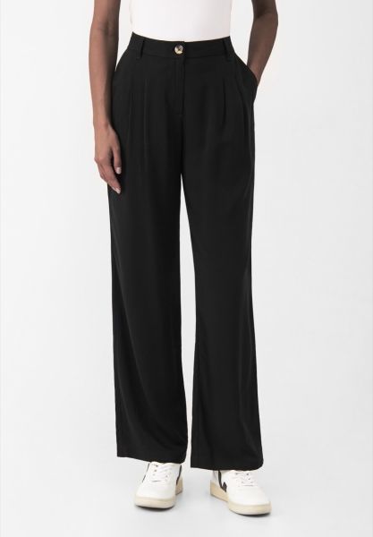 Givn wide-cut pleated summer trousers high-waist black