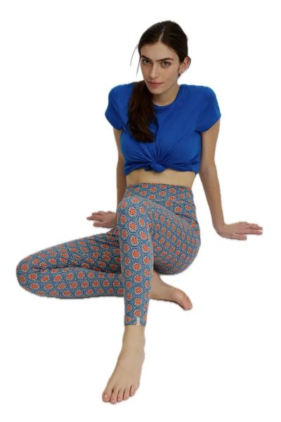 Tranquillo Jersey-Leggings bunt Bio-Baumwolle Bequem nachhaltig Blau-orange