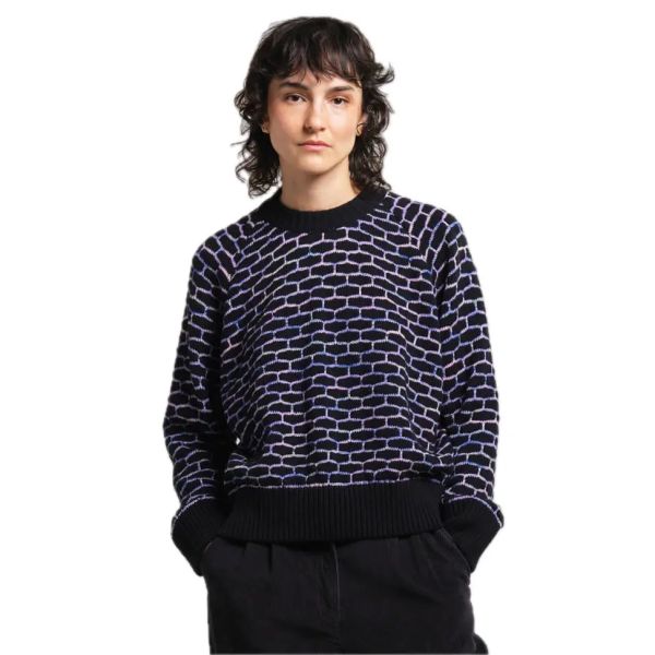 Dedicated Strick Pullover Bienenwaben Muster Bio-Baumwolle Schwarz