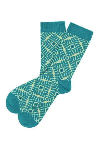 Tranquillo Socken Bay Bio GOTS-zertifiziert Türkises Rautenmuster