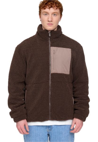 Mazine Teddy-Fleece Jacke Sherpa außen Braun, Fairtrade