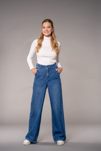 Feuervogl Jean évasé taille haute plissé femme