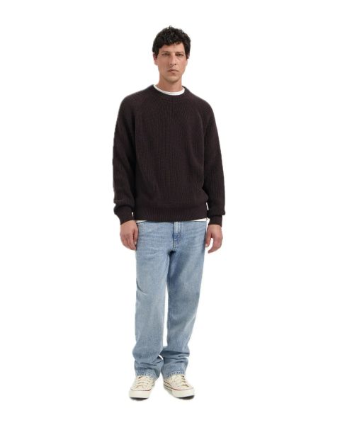 Kuyichi Herren Pullover Duke Grobstrick Bio-Baumwolle Dunkelbraun