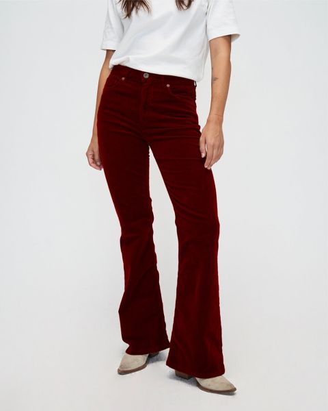 Kuyichi cord flared trousers Lisette dark red