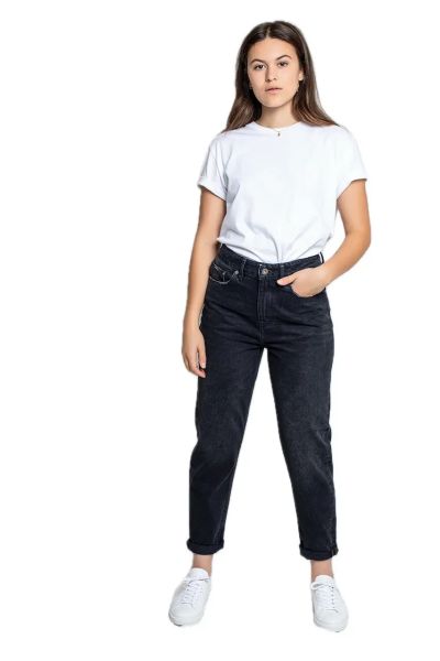 Kuyichi Nora Mom Jeans Loose-Tapered Schwarz Fairtrade