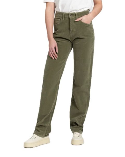 Kuyichi Straight Damen Cordhose Rosa Oliv Feincord