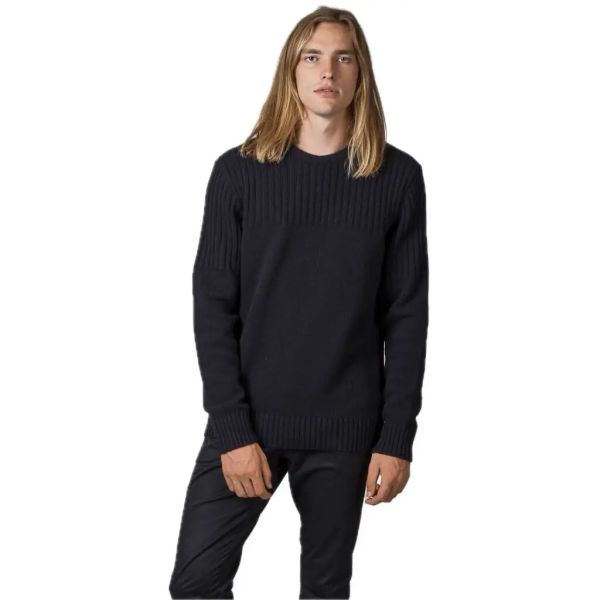 Pull brodé près des épaules laine mérinos noire