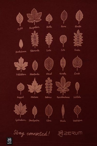 Zerum T-Shirt Lea Blätter Bordeaux Bio-Baumwolle Fairtrade