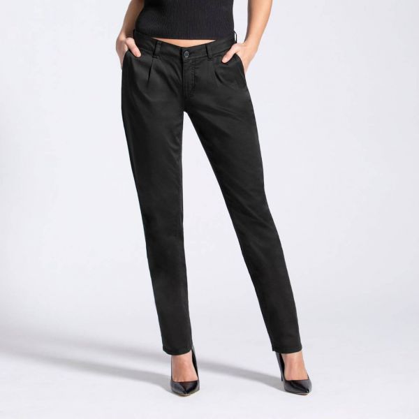 Feuervogl Business Chino-Pants LINDA pleat Sustainable GOTS