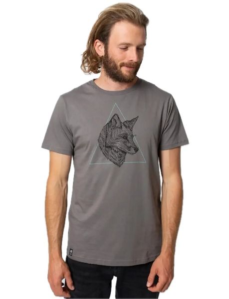 Zerum Herren T-Shirt Wolf Kopf Hellgrau Slimfit