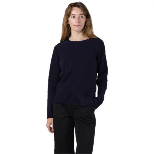 Klitmöller Nina dunkelblauer Wollpullover gerade geschnitten
