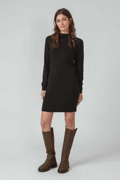 SKFK schwarzes Feinstrick-Kleid Maialen Bio-Baumwolle