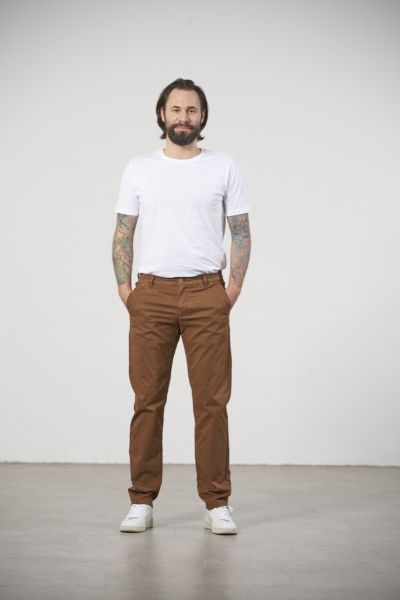 Feuervogl Lasse slim-fit Herren Chino Hose Braun