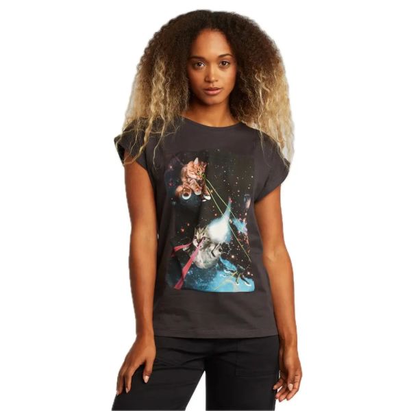Dedicated Weltraum Laser Katzen Damen T-Shirt