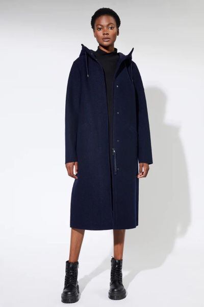 LangerChen Long Coat Milport Wool Dark Blue