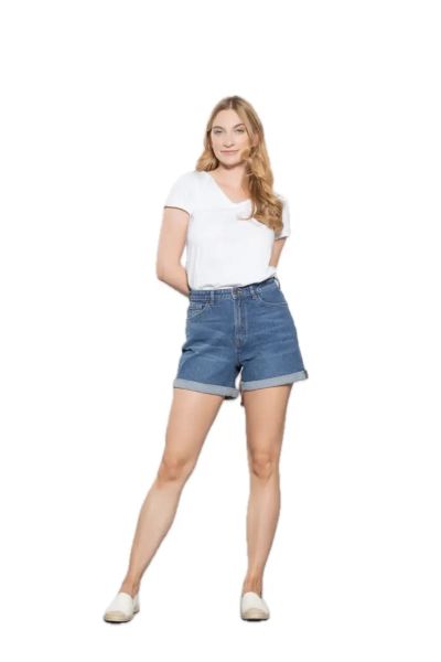Feuervogl Hanf-Jeans Shorts Maja Medium-Blue Bio-Fair