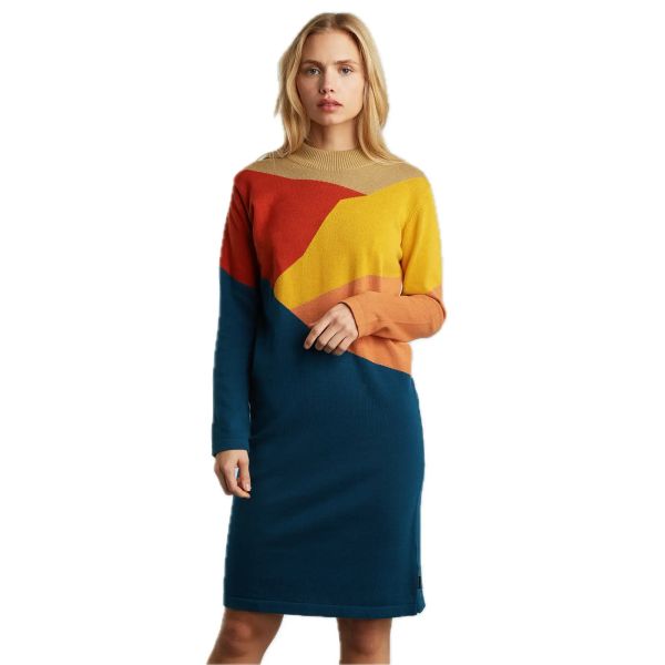 Dedicated Dress Lo-Mountain Buntes Herbst Strickkleid Bio-Baumwolle