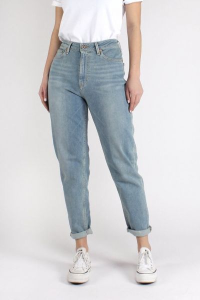 Kuyichi Nora Mom Jeans Loose Tapered Faded Blue Denim