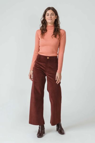 SKFK Flared Corduroy Pants Iruntza Dark Red