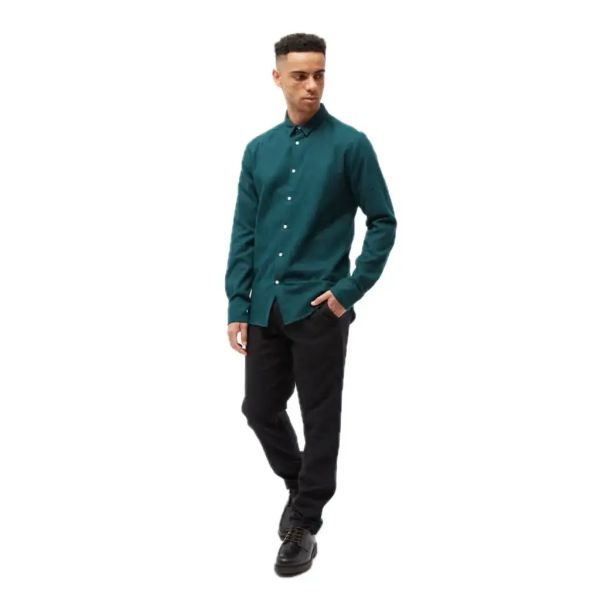 Givn Flanellhemd GB_Kent Slimfit Dunkelgrün Herrenhemd, Bio-Baumwolle